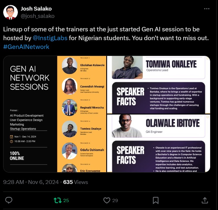 Ziggiphase001's tweet photo. Let's cook with AI, join the cooking.
@InstigLabs AI
Enroll, participate, innovate.
Learn from the best speakers.
You don't wanna to miss out!!
#GenAINetwork https://t.co/a1hoox8NKw