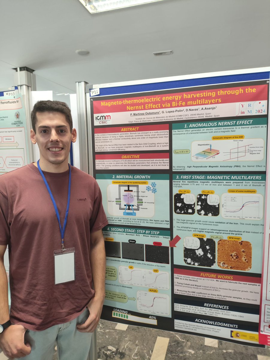 Group of Nanomagnetism and Magnetization Processes (@nanomagmapro) on Twitter photo Pablo Martínez Outomuro presenting his poster of Magneto-Thermoelectric Energy Harvesting at 8th Young Researchers in Magnetism Conference 🧲 <a href="/YRinM_Conf/">YRinM2024</a> <a href="/CEMagnetismo/">Club Español de Magnetismo</a> <a href="/icmm_csic/">Instituto de Ciencia de Materiales Madrid - CSIC</a> @aasenjobar Pablo Martínez Outomuro presenting his poster of Magneto-Thermoelectric Energy Harvesting at 8th Young Researchers in Magnetism Conference 🧲 <a href="/YRinM_Conf/">YRinM2024</a> <a href="/CEMagnetismo/">Club Español de Magnetismo</a> <a href="/icmm_csic/">Instituto de Ciencia de Materiales Madrid - CSIC</a> @aasenjobar