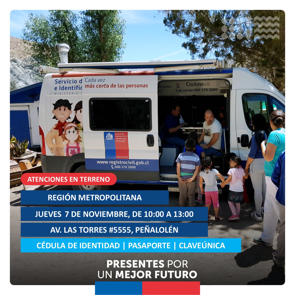 Equipo móvil RM <a href="/RegCivil_Chile/">Registro Civil e Identificación - Chile</a> atiende hoy solicitudes de Identificación en Centro Cívico y Cultural San Luis a vecin@s previamente agendados por personal de <a href="/penalolen/">Peñalolén</a> Más cerca de tod@s!