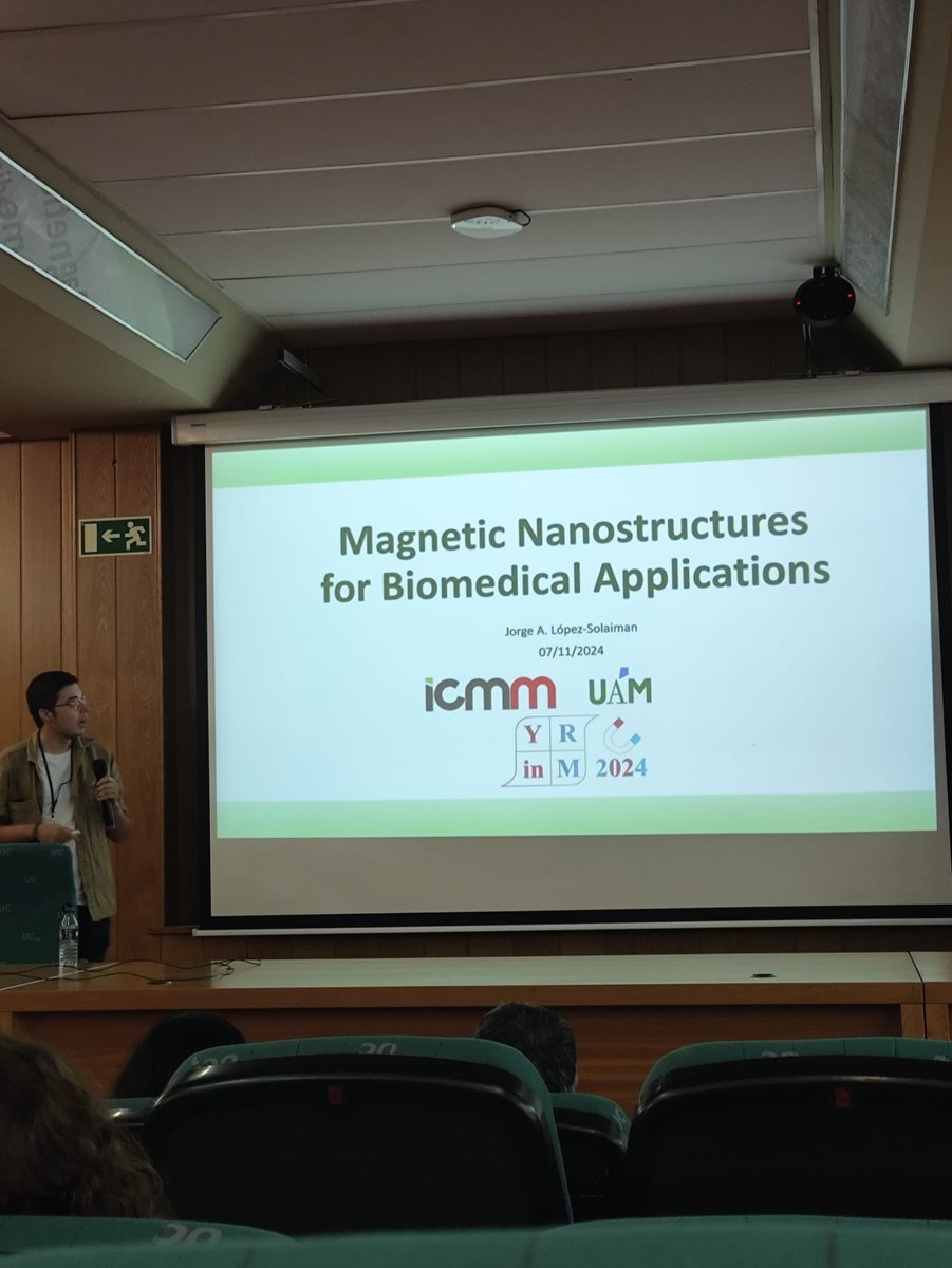 Group of Nanomagnetism and Magnetization Processes (@nanomagmapro) on Twitter photo Jorge A López Solaiman explains his results of magnetic nanostructures for Biomedical Applications at 8th Young Researchers in Magnetism Conference 🧲 <a href="/YRinM_Conf/">YRinM2024</a> <a href="/CEMagnetismo/">Club Español de Magnetismo</a> <a href="/icmm_csic/">Instituto de Ciencia de Materiales Madrid - CSIC</a> @aasenjobar Jorge A López Solaiman explains his results of magnetic nanostructures for Biomedical Applications at 8th Young Researchers in Magnetism Conference 🧲 <a href="/YRinM_Conf/">YRinM2024</a> <a href="/CEMagnetismo/">Club Español de Magnetismo</a> <a href="/icmm_csic/">Instituto de Ciencia de Materiales Madrid - CSIC</a> @aasenjobar