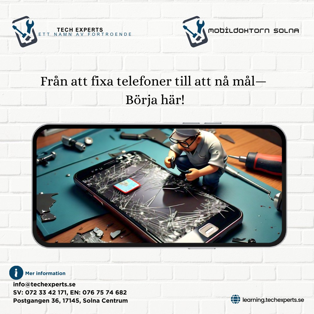techexperts2024's tweet image. &quot;Från att fixa telefoner till att nå dina mål – börja din resa här! Anmäl dig till vår mobilreparationskurs idag.&quot;
#stockholm #mobilreparationinstockholm #mobiltelefonkurser #mobil #kurser #reparation #mobilgrafi #mobiltillbehör #mobiltelefon #mobilbar #mobiler #mobilreparation