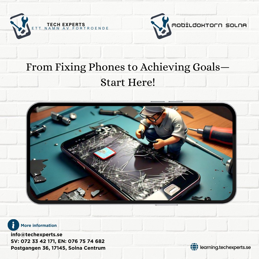 techexperts2024's tweet image. &quot;From fixing phones to reaching your goals—start your journey here! Enroll in our mobile repair course today.&quot;📱  
#stockholm #mobilrepairinginstockholm #mobilephonecourseinsweden #repairing  #mobileaccessories  #mobiles #mobilerpairing  #SkillBuilding #SkillUp #TechTraining