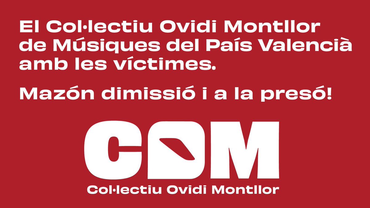 El COM es una de les entitats organitzadores de la manifestació de dissabte. Mazón és responsable de la nefasta gestió de la tragèdia de la DANA. Us encoratgem a participar activament! Llegiu les nostres reivindicacions👉elcom.cat/noticies/dana-… #Mazóndimissió