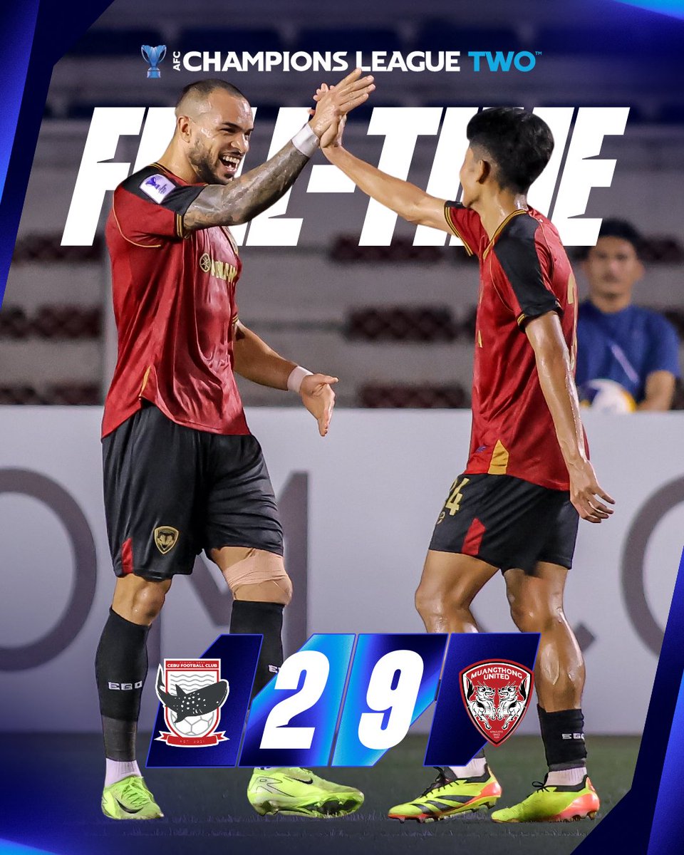𝐅𝐓 | 🇵🇭 Dynamic Herb Cebu 2️⃣-9️⃣ Muangthong United 🇹🇭

The visitors secure a dominant win in a high-scoring match in the Group H tie!

#ACLTwo | #DHCvMTU