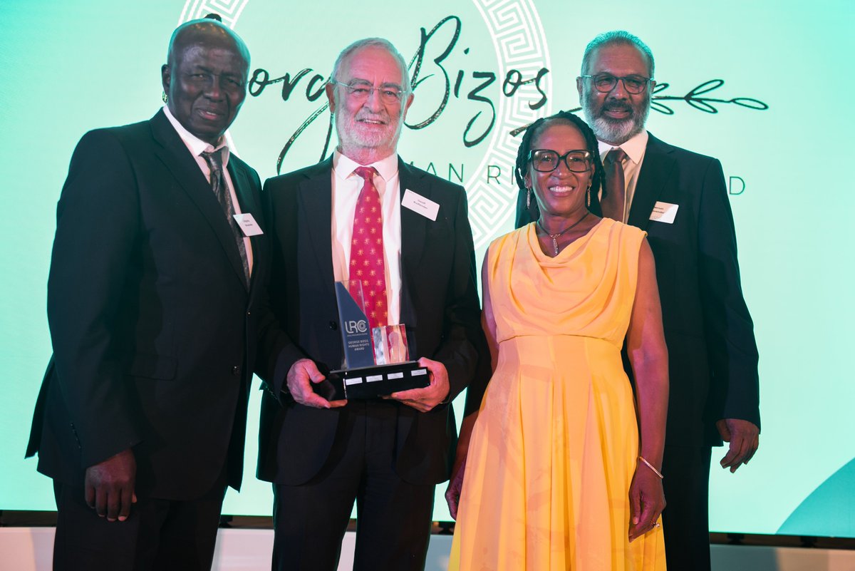 Last Thursday, the Legal Resources Centre celebrated 45 years of championing human rights &amp; social justice! Geoff Budlender received the 4th George Bizos Human Rights Award for embodying the values of justice, freedom &amp; dignity—carrying on George’s enduring legacy. #LRC45th