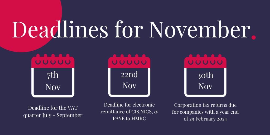 PerrigoConsult's tweet photo. Here are the deadlines this month that you shouldn't miss!

#accounting #taxadvisors #business #worcestershire https://t.co/qsYTPlMF3p