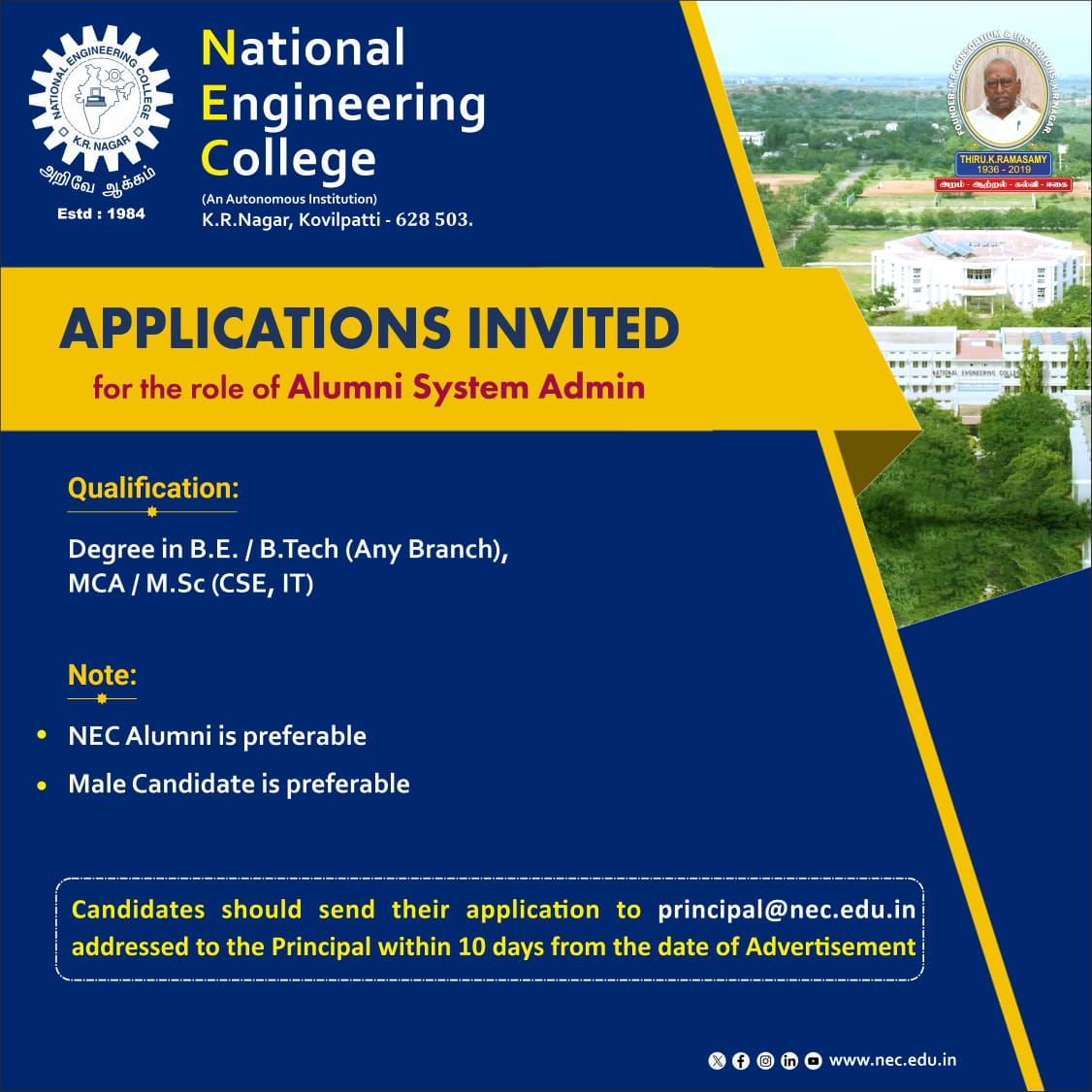 NECKVP's tweet image. Job Opportunities @ NEC
............................................................ #opportunity #wanted #systemadmin #alumni #nec