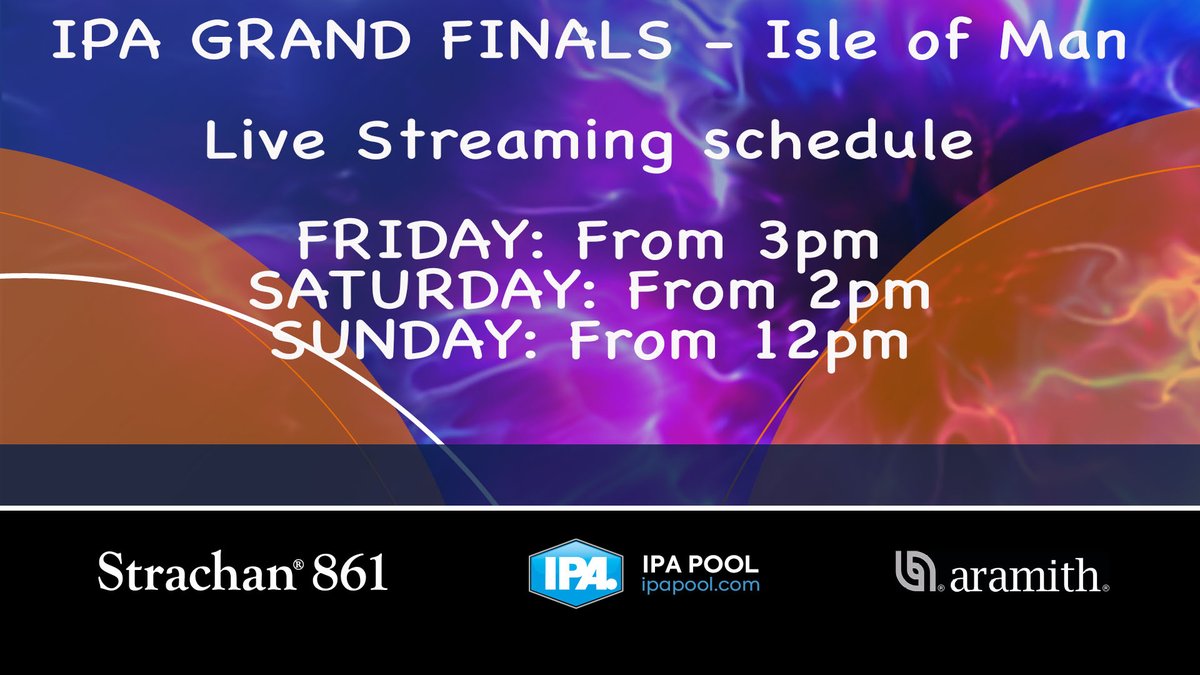 ⏰ 𝙎𝙀𝙏 𝙏𝙃𝙀 𝘼𝙇𝘼𝙍𝙈𝙎....𝙄𝙏'𝙎 𝙂𝙍𝘼𝙉𝘿 𝙁𝙄𝙉𝘼𝙇𝙎 𝙏𝙄𝙈𝙀
The season ending Grand Finals are here at the superb Isle of Man, and the top stars of the IPA have made their way.
Who will come out on top?

Join us from 3pm on the IPA YouTube Channel and Billiard TV