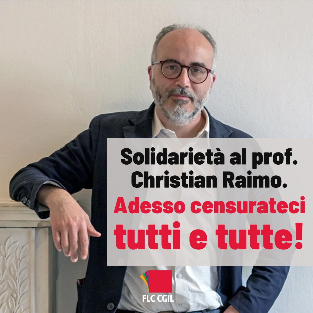 Inaccettabile sanzione disciplinare al prof #Raimo per aver  criticato le politiche del Ministro Valditara. Grave atto di censura politica!
Non si sanziona la libertà di espressione e non si puniscono le voci dissenzienti.
#adessocensuratecitutti
 👉 flcgil.it/@3970931