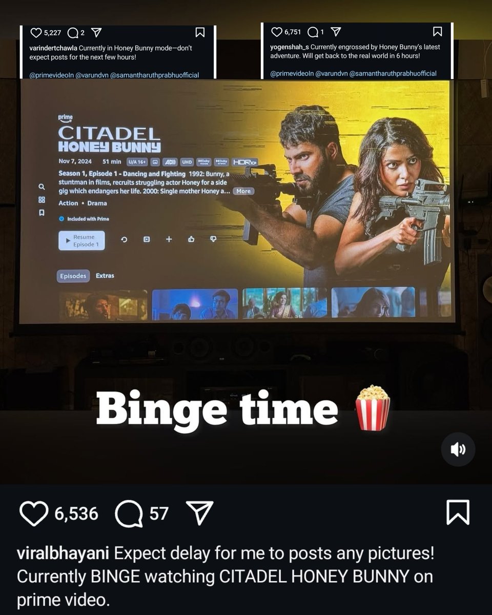 gha_memer's tweet photo. High ratings and paparazzi buzzing! 
Citadel Honey Bunny is winning hearts. Don’t miss the excitement!🍿 https://t.co/cnuit4QhZM