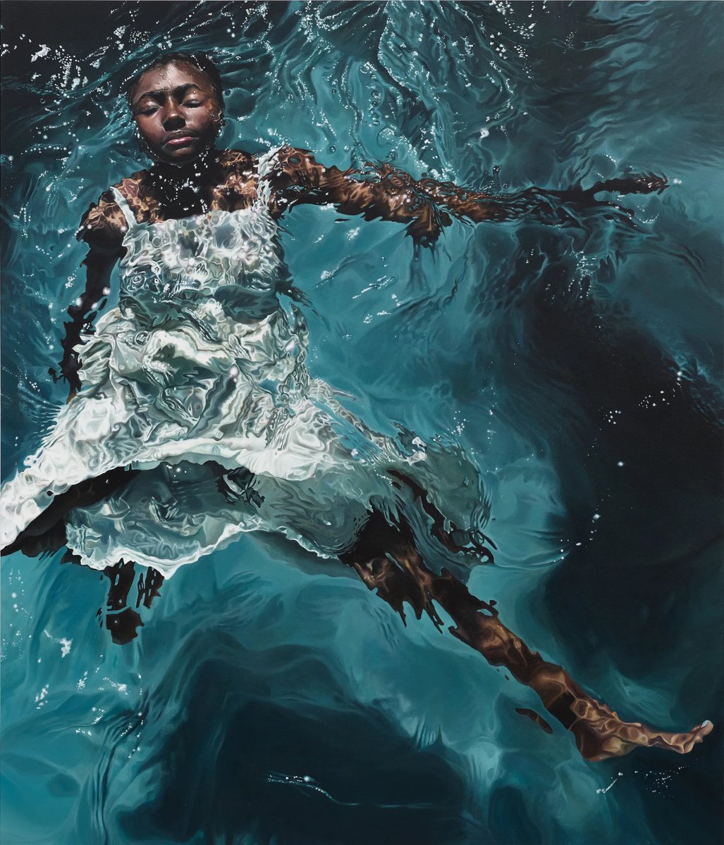 womensart1's tweet photo. “Radiating My Sovereignty,” 2019, by Calida Rawles who, with photo-realism, paints her work while addressing themes of identity and culture #WomensArt https://t.co/0AK17wv2Ac