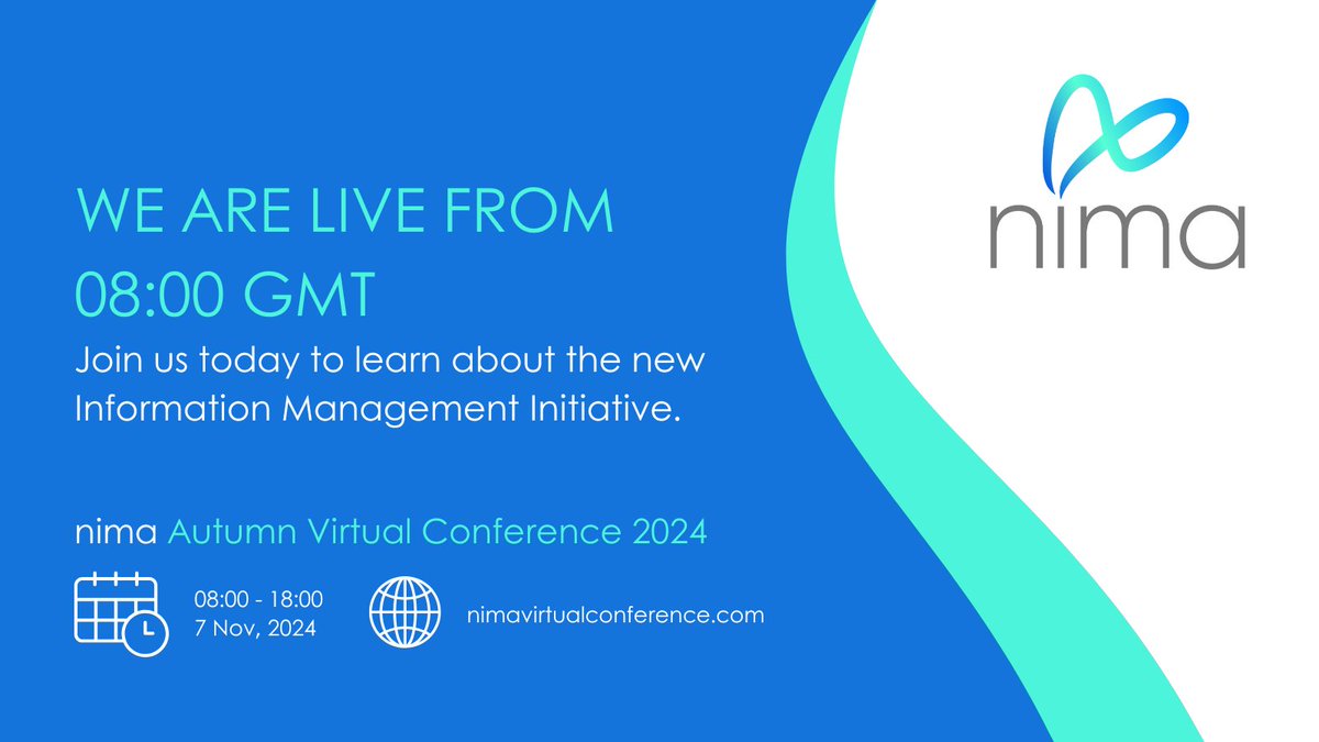 We are live from 08:00 GMT today!
Join us for a full day of new knowledge on #InformationManagementInitiative and the refreshed approach to information management for the built and managed environment.
Register for #nimaAutumnVirtualConference2024 here:
nimavirtualconference.com/register/