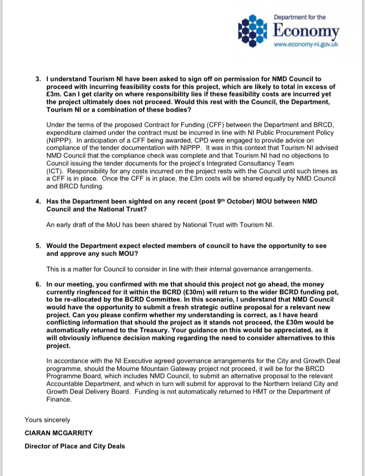 RARE - Rostrevor Action Respecting the Environment (@rostrevorrare) on Twitter photo Apparently <a href="/nmdcouncil/">NewryMourneDown</a>’s consultants Arup are claiming that if the Mourne gondola didn't go ahead, the money would be lost. As the below letter shows, this isn’t true and alternative projects could get funding. If this comes up at today’s engagement event, please challenge them. Apparently <a href="/nmdcouncil/">NewryMourneDown</a>’s consultants Arup are claiming that if the Mourne gondola didn't go ahead, the money would be lost. As the below letter shows, this isn’t true and alternative projects could get funding. If this comes up at today’s engagement event, please challenge them.