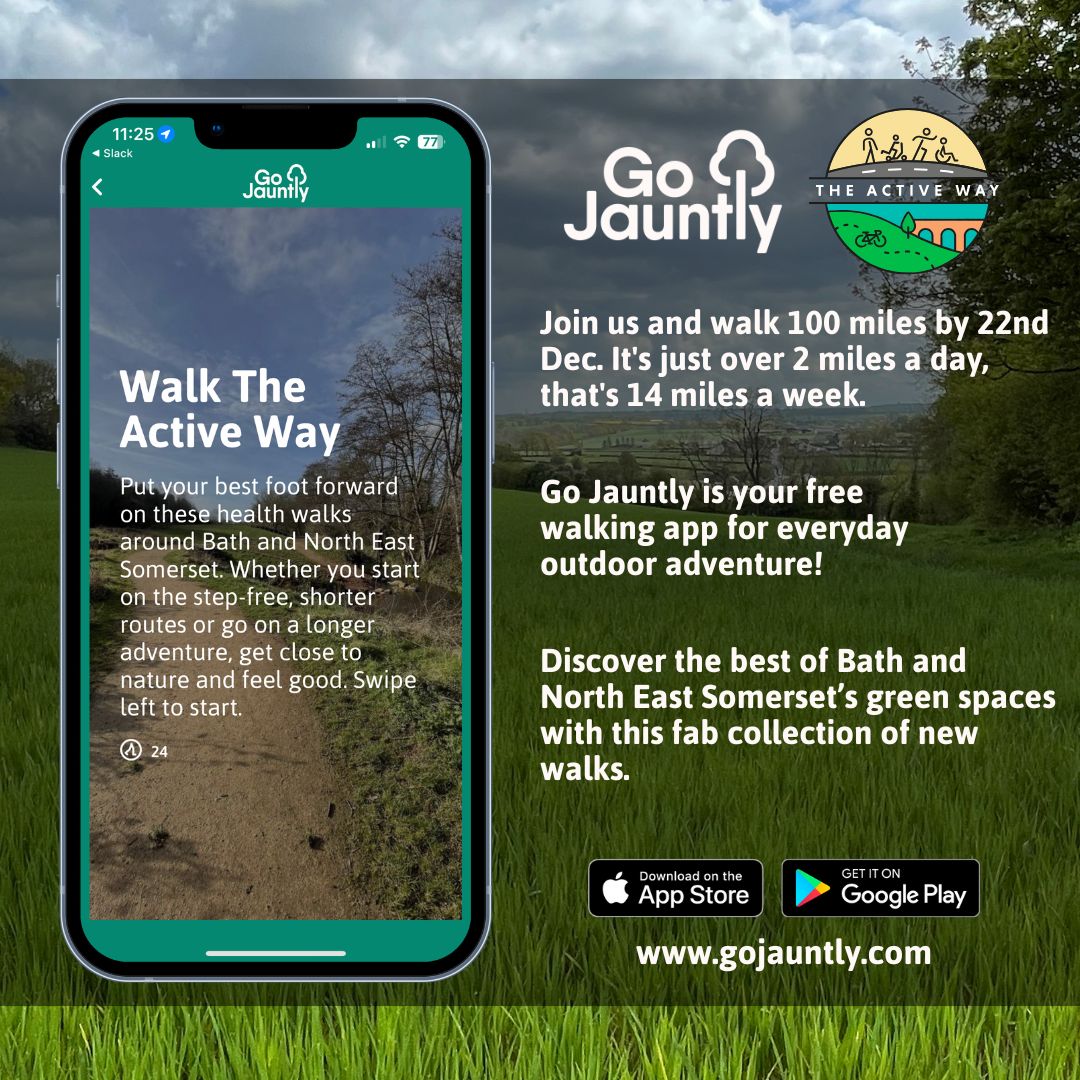 Get moving with The Active Way &amp; @GoJauntly this winter! Join The Active Way, Go Jauntly, &amp; walk 100 miles by 22nd Dec. Aim for a daily walk of just over 2 miles or about 14 miles a week to get your steps in this winter. Download the FREE Go Jauntly app &amp; take a daily walk today!