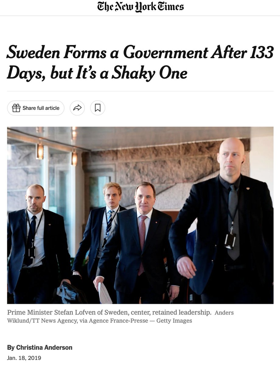 Fun fact: Almost 6 years ago, we in Sweden didn't have a government for 133 days 😅 honestly we lived as we always did.. But compared to American standards all our parties would be communist in your eyes haha