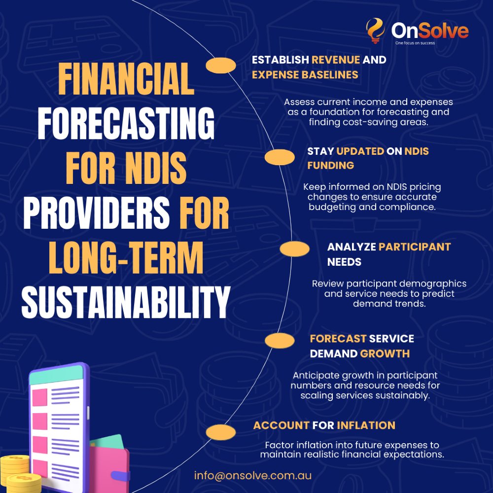 OnSolvecomau's tweet photo. 📊 A successful NDIS business isn’t just about providing quality services; it's about planning for the future. Here's how to ensure your business is sustainable.

#NDIS #FinancialPlanning #BusinessSustainability #NDISProviders #OnSolve #LongTermSuccess #FinancialForecasting https://t.co/beyAcisewm