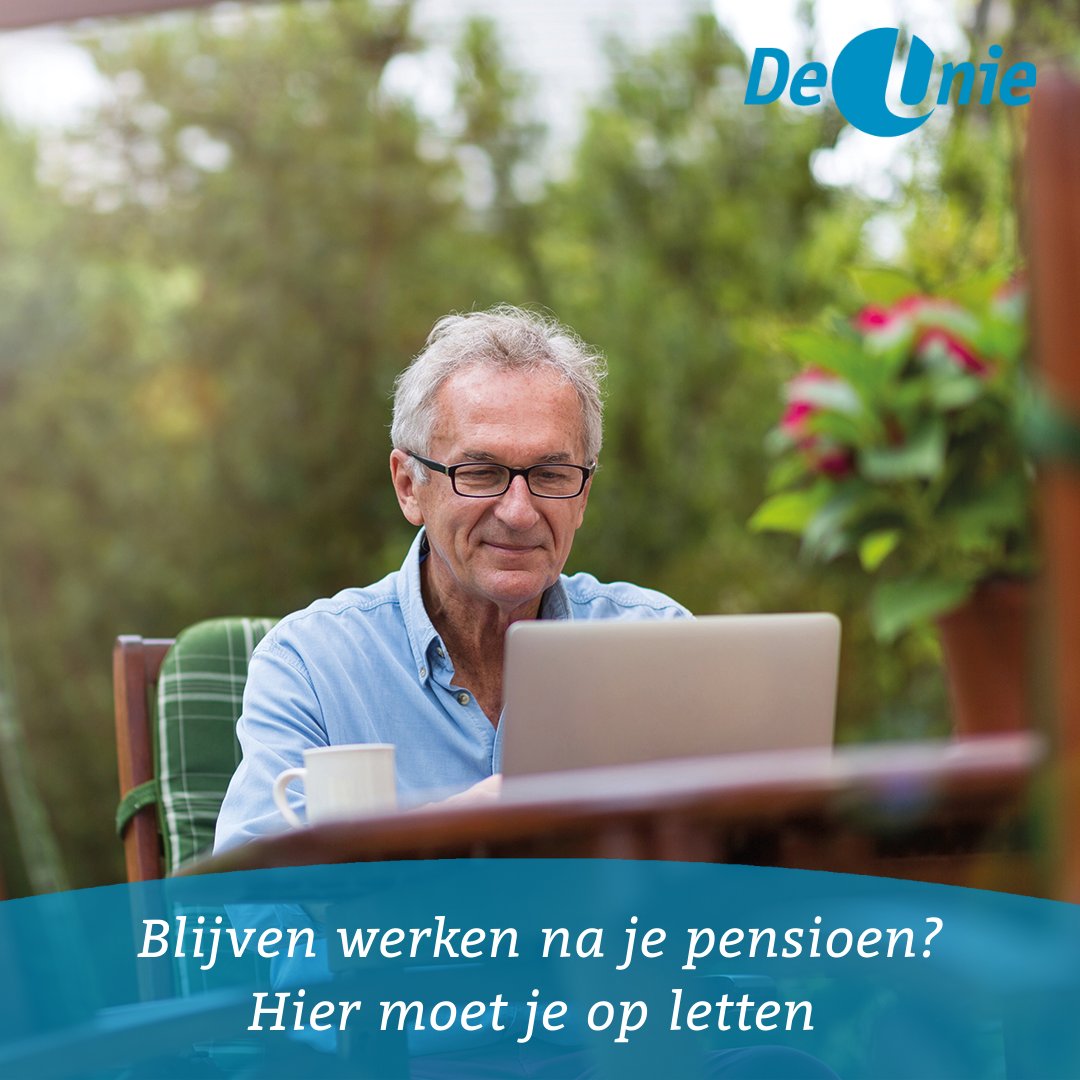 Steeds meer mensen blijven doorwerken tijdens hun pensioen. Voor een extra inkomen, of omdat ze het ritme prettig vinden. Er komt wel het een en ander bij kijken. Meer weten? Wij adviseren je graag!

unie.nl/jouw-werk-en-i…