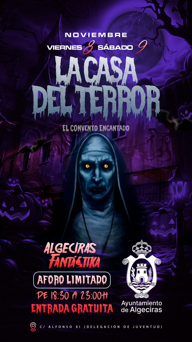El viernes 8 (Terror en Familia) y el sábado 9 (Verdadero Pánico) en el edificio municipal del antiguo Hospital Militar, en la calle Alfonso XI.
Entrada gratuita hasta la finalización del horario establecido para la actividad. Recomendado para mayores de 14 años.