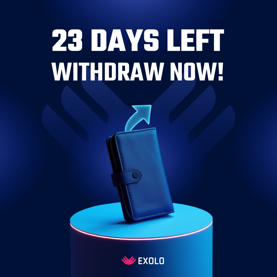 🚨 Important Notice: 23 Days Left Until EXOLO Closes! 🚨

As we move forward with our platform transition, EXOLO will officially close on November 30, 2024. To ensure a smooth transition, we kindly ask all users to withdraw their assets by this date.

For further assistance,