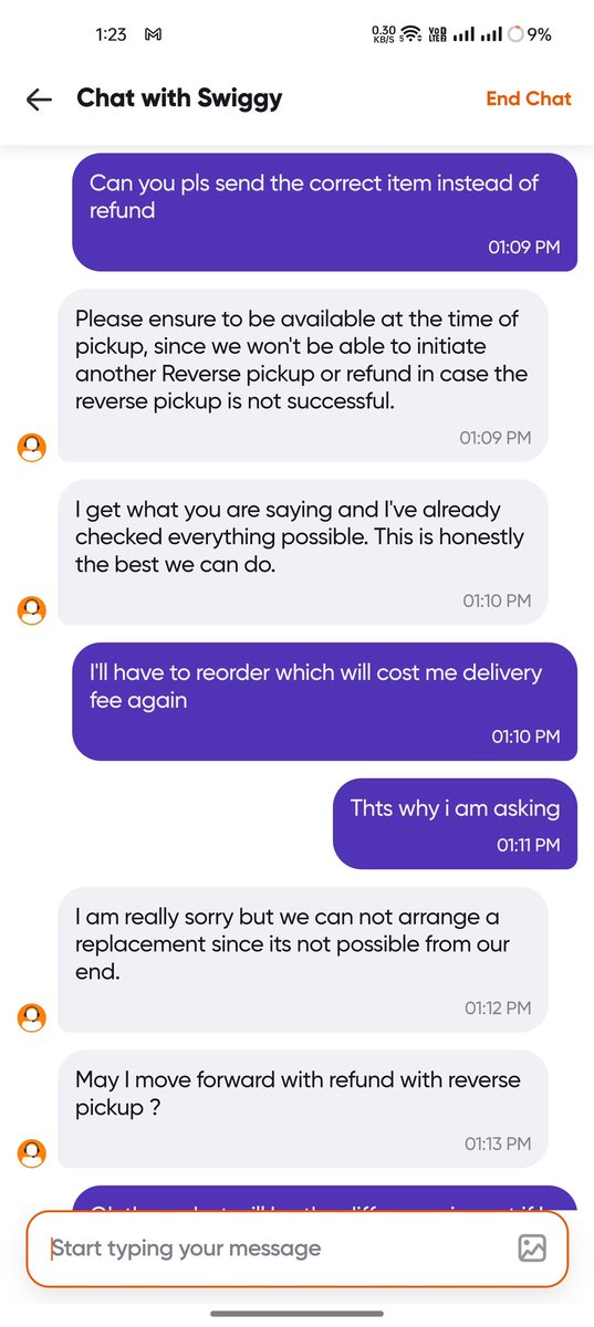Adiosped's tweet photo. @SwiggyInstamart @SwiggyCares this is not done .. Your support is not able to help .. what's the use of pickup and refund .. I will need to order again and pay all the charges for 1 packet because you made a mistake. https://t.co/iDJ1jtjeH3