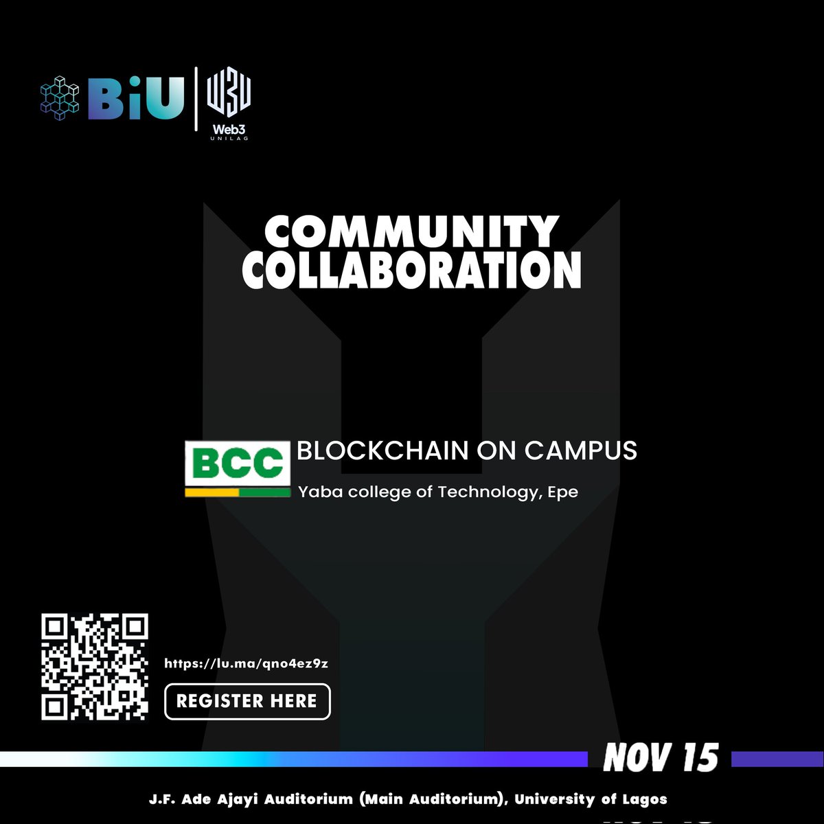 Bchain_YCTEpe's tweet photo. We are thrilled to announce a Community Collaboration from @Web3Unilag
Join us on the 15th November as we CHART A COURSE FOR INNOVATION.
#BlockChainonCampus
#BCC
#BIU2024
#BlockchainEducation
#FutureIsNow
#YCTEpe https://t.co/eFm9KZAa52