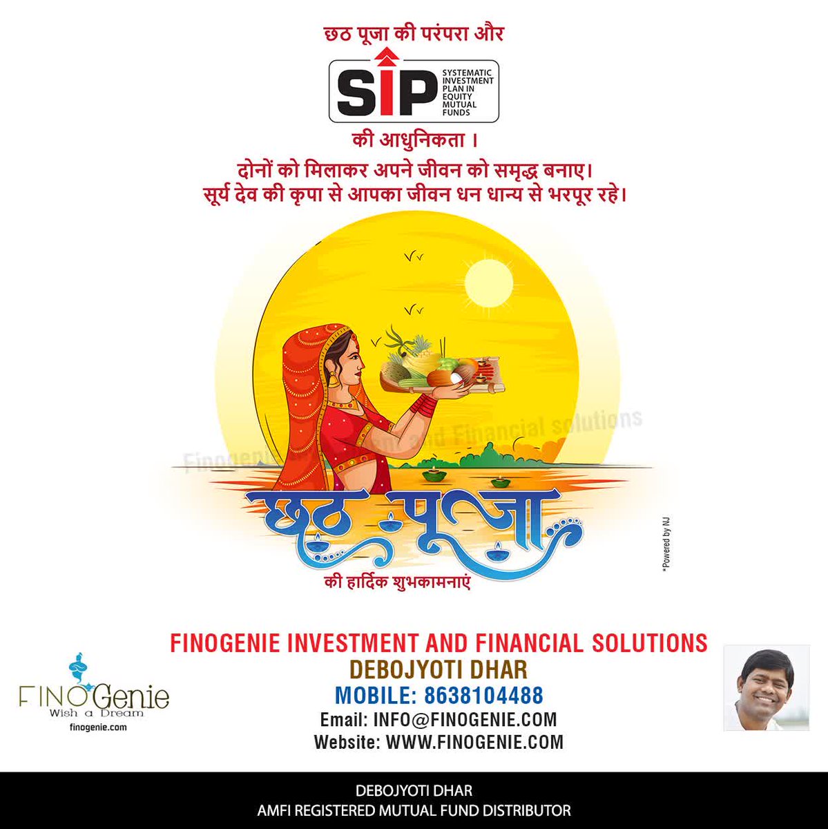 FINOGENIE1's tweet photo. May the tradition of Chhath Puja bring the sunâ??s blessings, renewed hope, prosperity, and lasting happiness to you and your loved ones.  Interested? Click here - https://t.co/DjNTQZSY59 https://t.co/6SNycOGI3w