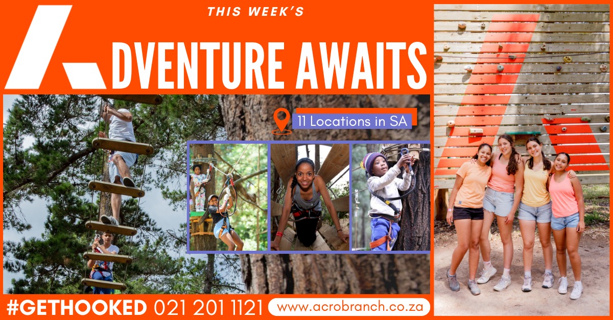 Acrobranch (@acrobranch) on Twitter photo π³π Need a little adventure boost this week/end? Swing, climb and conquer the treetops with us! β¨
#GETHOOKED TODAY
π 021 201 1121
β bookings@acrobranch.co.za
π acrobranch.co.za
11 Parks Nationwide: Gauteng | Western Cape | KZN
#Acrobranch #adventurepark #gethooked π³π Need a little adventure boost this week/end? Swing, climb and conquer the treetops with us! β¨
#GETHOOKED TODAY
π 021 201 1121
β bookings@acrobranch.co.za
π acrobranch.co.za
11 Parks Nationwide: Gauteng | Western Cape | KZN
#Acrobranch #adventurepark #gethooked