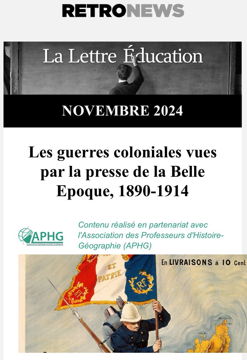 💡La lettre Éducation de novembre de <a href="/RetroNewsFr/">RetroNews</a> en collaboration avec <a href="/APHG_National/">APHG</a> vous propose une séquence pédagogique sur le thème de l’expansion coloniale française #quatrième #première #histoire