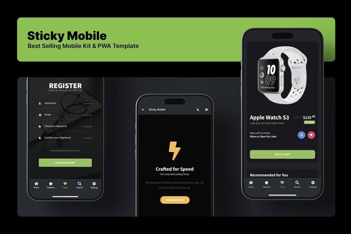 Sticky's Dark Mode is on another level! 🌑

✅ Explore it here -> 1.envato.market/55a44b 

Sticky is the best selling Mobile Kit &amp; PWA on ThemeForest 
.
.
.
#mobile #mobiletemplate #creative #darkmode #ui #ux #bootstrap #html #css #css2025 #javascript #themeforest #Bestseller