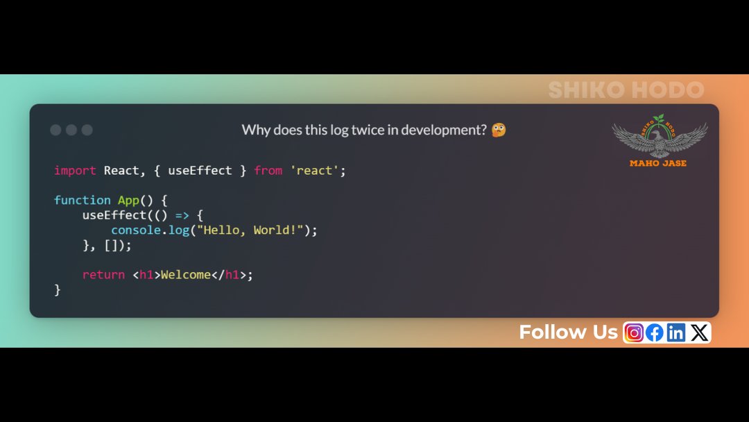 mahojase's tweet image. 🧐 Why Does This useEffect Run Twice?
.
.
.
#reactjs #useeffect #reacthooks #javascript #frontenddevelopment #webdevelopment #reactcomponents #reacttips #codewithreact #statemanagement #learnreact #codinglife