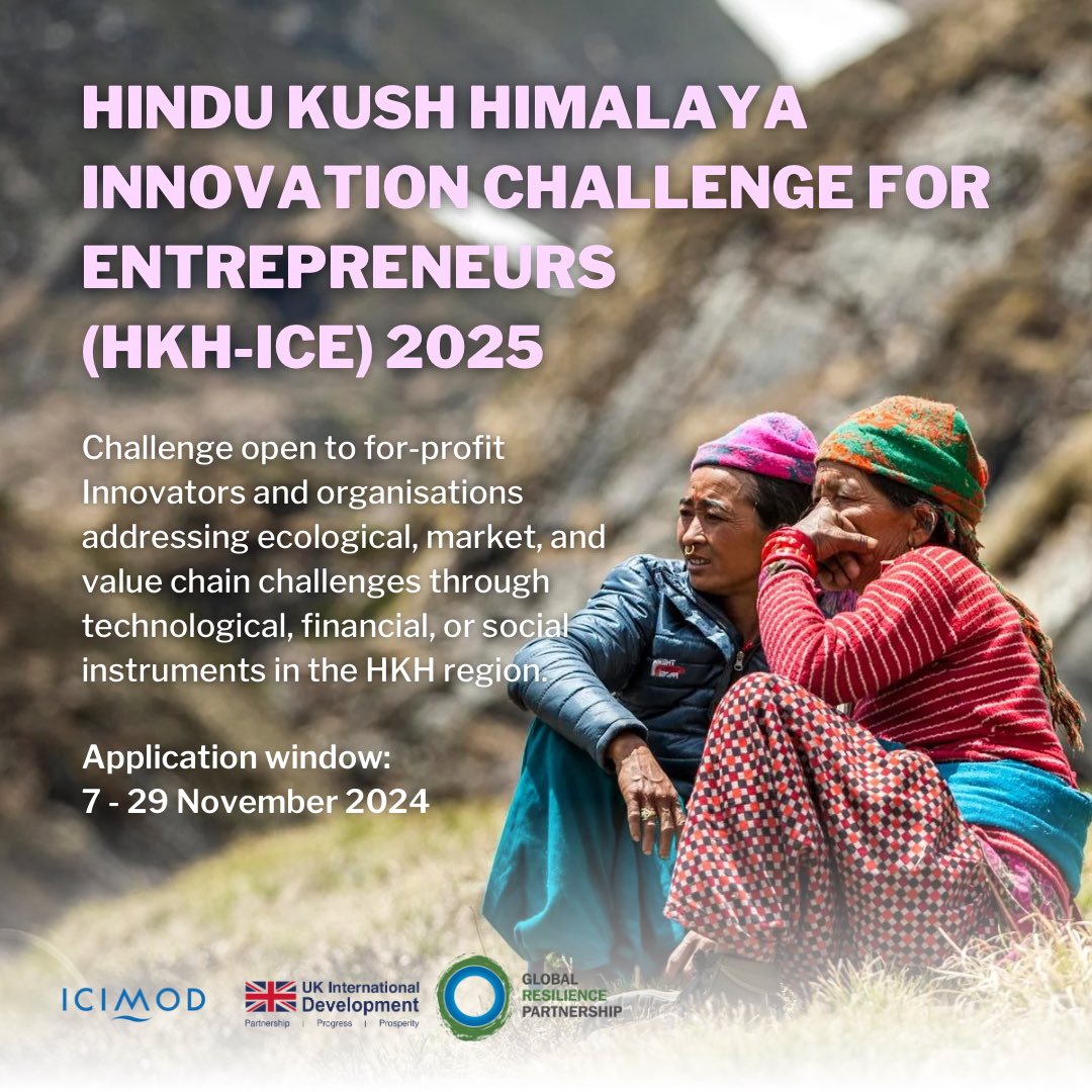 globalresilience.bsky.social (@grp_resilience) on Twitter photo 💡Have a solution for a climate-resilient future? Join <a href="/icimod/">ICIMOD</a> & <a href="/grp_resilience/">globalresilience.bsky.social</a>’s Hindu Kush Himalaya Innovation Challenge for Entrepreneurs (HKH-ICE)!
Winners receive customised mentoring and up to $25k for implementation. Apply by 29 Nov!
Learn more: globalresiliencepartnership.org/hkh-ice 💡Have a solution for a climate-resilient future? Join <a href="/icimod/">ICIMOD</a> & <a href="/grp_resilience/">globalresilience.bsky.social</a>’s Hindu Kush Himalaya Innovation Challenge for Entrepreneurs (HKH-ICE)!
Winners receive customised mentoring and up to $25k for implementation. Apply by 29 Nov!
Learn more: globalresiliencepartnership.org/hkh-ice
