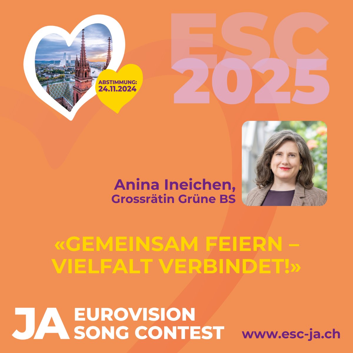 Ich freue mich auf ein grosses und buntes Fest in Basel - darum Ja zum ESC!