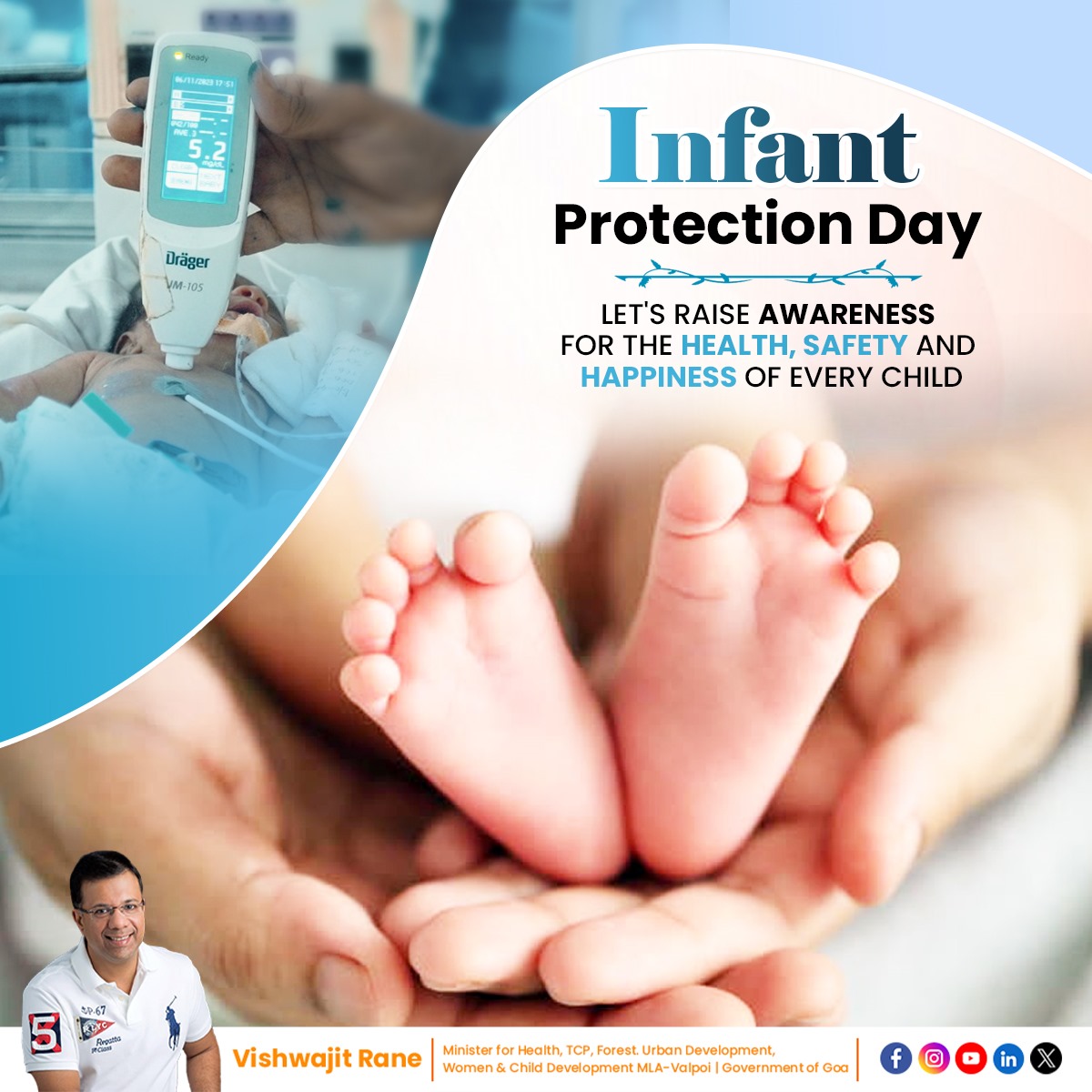 visrane's tweet photo. On #InfantProtectionDay, we celebrate the importance of safeguarding our youngest and most vulnerable. Goa's healthcare services are committed to ensuring each child receives essential care from birth, with free health screenings and dedicated support facilities like NICUs and milk banks for preterm babies. By giving early health treatments top priority, we set the stage for our kids to have an even stronger future.