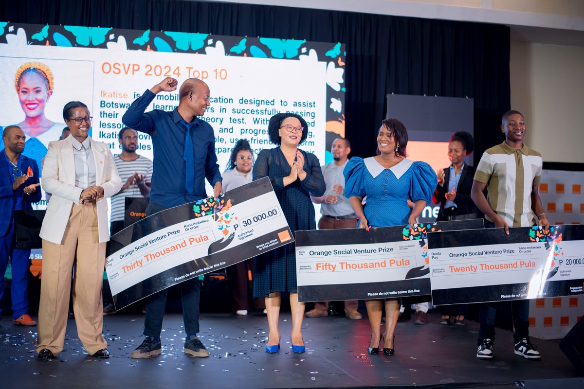 orangebw's tweet photo. Orange Botswana Innovation Day: a celebration of the Orange Social Venture Prize &amp; Orange Summer Challenge 2024. 👨🏾‍💻🧡
A showcase of collaboration in tech and innovation for StartUps in Botswana and across Africa.
#OrangeBotswana #OrangeInnovationDay #Tech4Impact #POESAM https://t.co/Kuwk9IhIAp