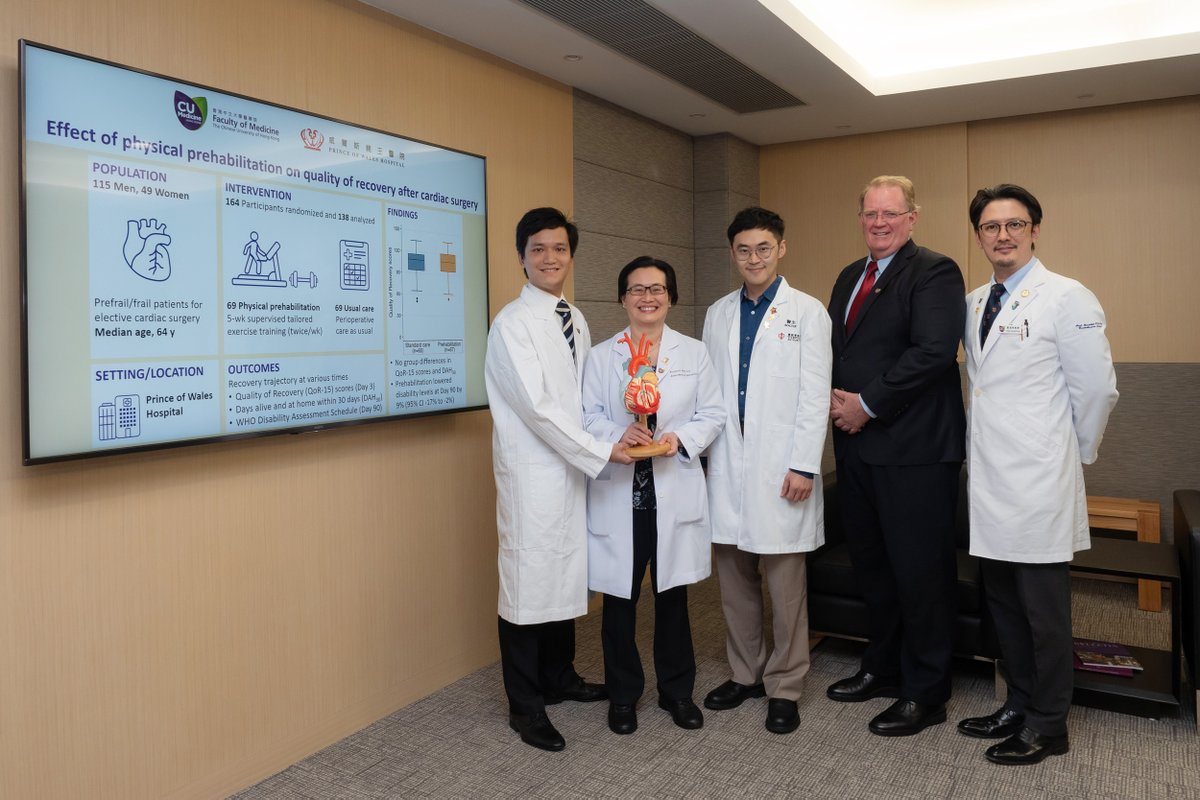 CUHK Medicine (@cuhkmedicine) on Twitter photo Our latest study <a href="/BJAJournals/">British Journal of Anaesthesia</a> proves regular exercise training several weeks before #heart surgery, known as #physical #prehabilitation, can optimise the health status of vulnerable or #frail patients, improving outcomes and supporting a smoother recovery process. Our latest study <a href="/BJAJournals/">British Journal of Anaesthesia</a> proves regular exercise training several weeks before #heart surgery, known as #physical #prehabilitation, can optimise the health status of vulnerable or #frail patients, improving outcomes and supporting a smoother recovery process.