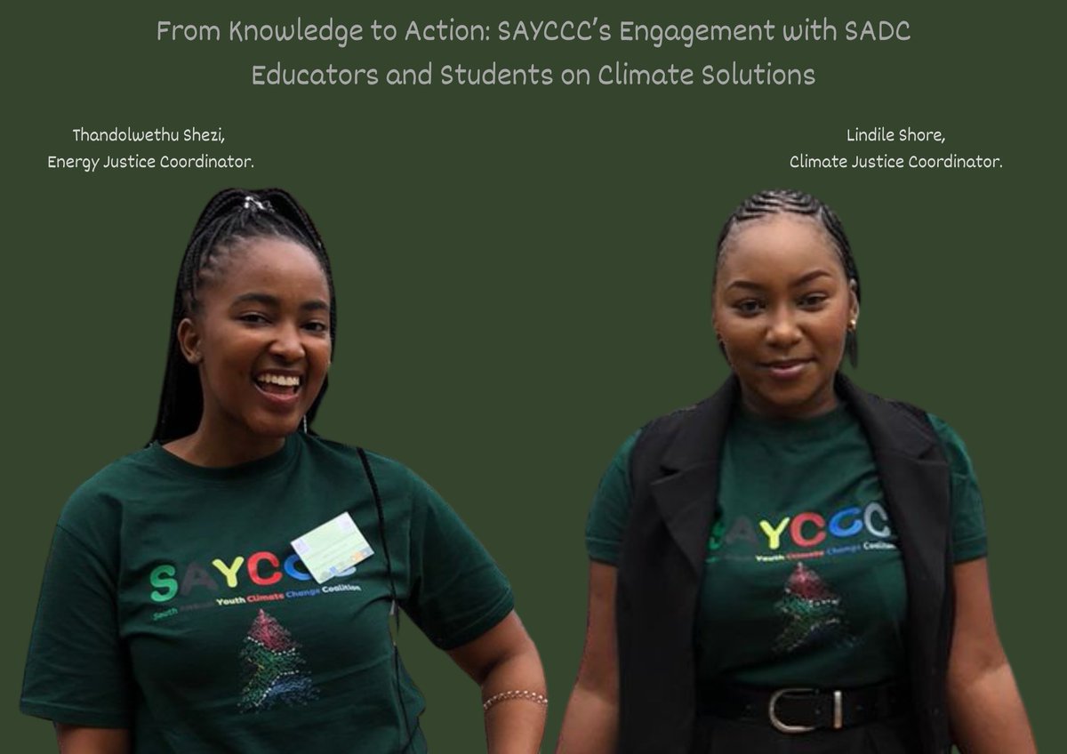 SAYCCC2's tweet photo. "From Knowledge to Action: SAYCCC’s Engagement with SADC Educators and Students on Climate Solutions." by Thando and Lindy. 
https://t.co/faNqpkLWXJ https://t.co/OgJkBzov3g