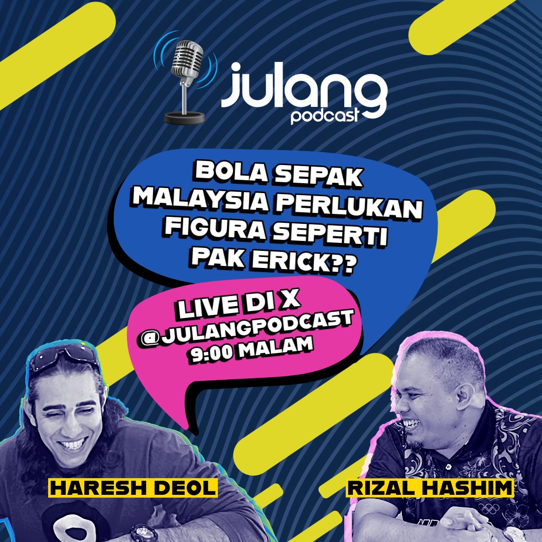 JulangMY's tweet photo. Sesak di jalan raya? Jom layan podcast Julang memandu anda melalui rush hour dengan gelak tawa dan pandangan mendalam mengenai situasi terkini bola sepak tempatan. Kini di YouTube!

Link: https://t.co/60Kj2Tylpq   

#julang #malaysiansports #sportainment #podcast #sportspodcast https://t.co/cgi7dFrm5o