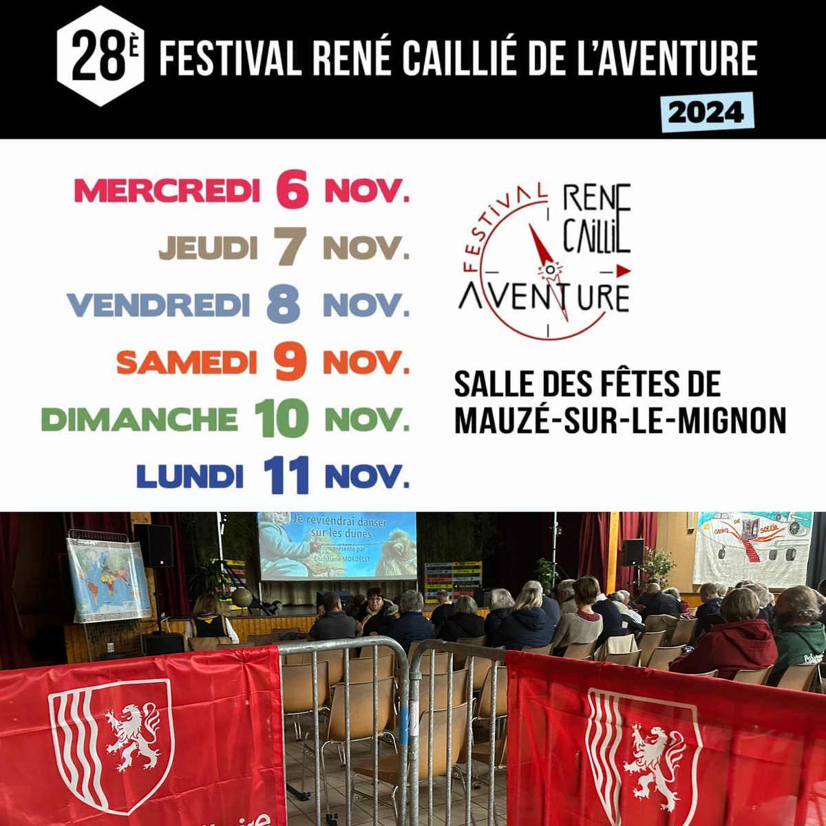 Inauguration hier soir du très beau Festival René Caillié de l’Aventure à Mauzé sur le Mignon. Événement soutenu par <a href="/NvelleAquitaine/">Nouvelle-Aquitaine</a> qui rend hommage à l’illustre explorateur de Tombouctou, natif de Mauzé, et ouvre le regard sur les aventuriers d’aujourd’hui <a href="/al_rousset/">Alain Rousset</a>