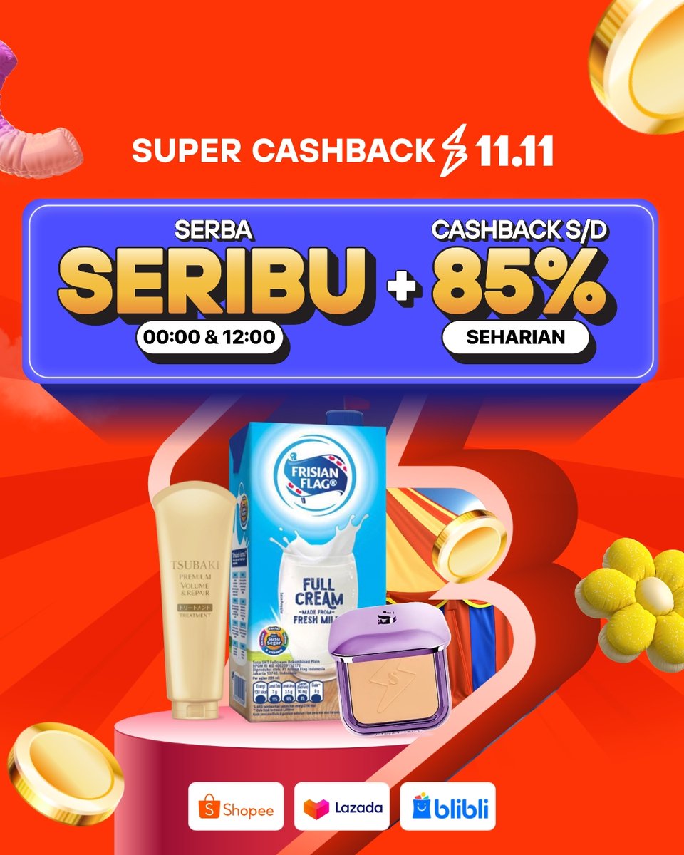Seribu hari gini bisa dapet apa? Dapet banyak barang di Super Cashback. Jadi jangan lupa belanja di 11.11 ShopBack di sini 👉🏻 app.shopback.com/SBSUPERCASHBACK #BukaShopBackDulu