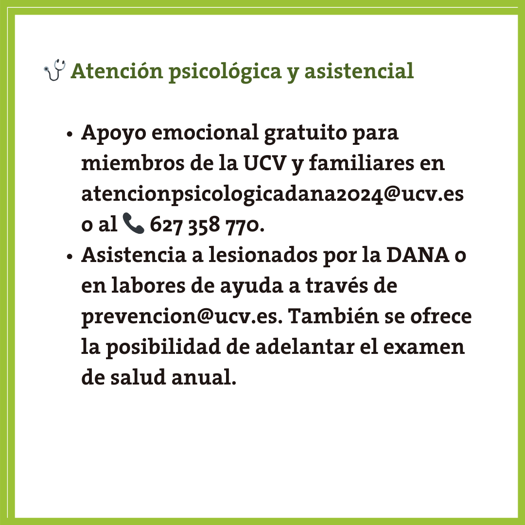 UCV_svm's tweet photo. ✅ En la @UCV_svm, sabemos que muchos miembros de nuestra comunidad han sido afectados por la DANA. Nuestro compromiso es brindar apoyo en todo lo necesario para que puedan recuperarse y retomar sus actividades con tranquilidad. Aquí algunas de las medidas que hemos implementado: https://t.co/OTdqsNRUQk