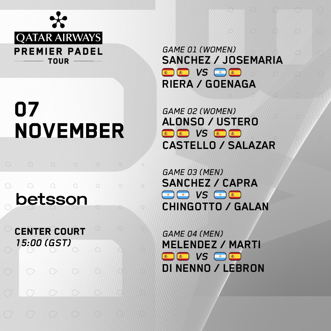 Comenzamos el jueves. 💪🏼
Hoy partido duro.
🏟️ Pista central 
🕒 Tercer turno.

#DubaiPremierPadelP1 #PadelFIP