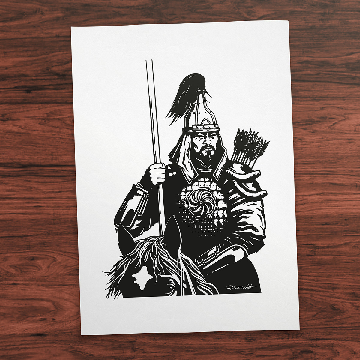 Robert_Voight's tweet photo. Work in Progress – new illustration by @Robert_Voight  – “Medieval Oirat (Western Mongolian) Warrior in traditional suits of armour”  - for “Oirat” #brand (Premium Farm Foodstuff).

#illustration  #design  #GraphicDesign #art #workinprogress #designer #warrior #branding https://t.co/5vW0SGoUJU