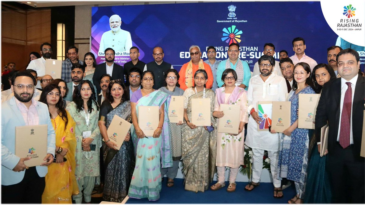 The Rising Rajasthan Education Pre-Summit, held on November 6th in Jaipur, witnessed the exchange of various MoUs valued at over INR 28,050 crore. Notable signings included 425 MoUs in the Higher &amp; Technical Education sector worth INR 23,871 crore, 12 MoUs in Sanskrit Education
