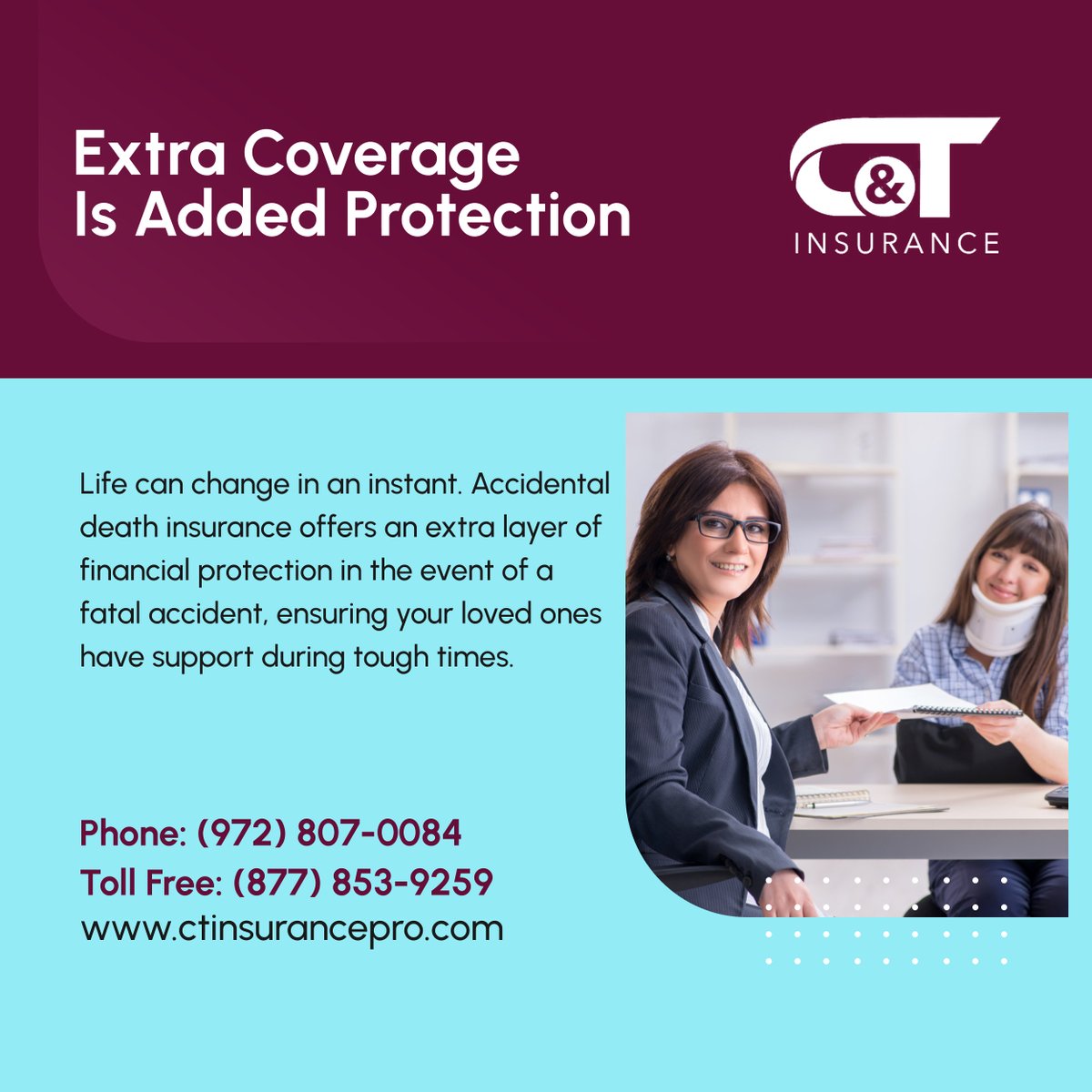 C_TInsurancepro's tweet photo. Plan ahead for the unexpected. Reach out to us and ask us about accidental death coverage today. 

#Texas #InsuranceServices #AccidentalDeathInsurance https://t.co/z14VpVofE0