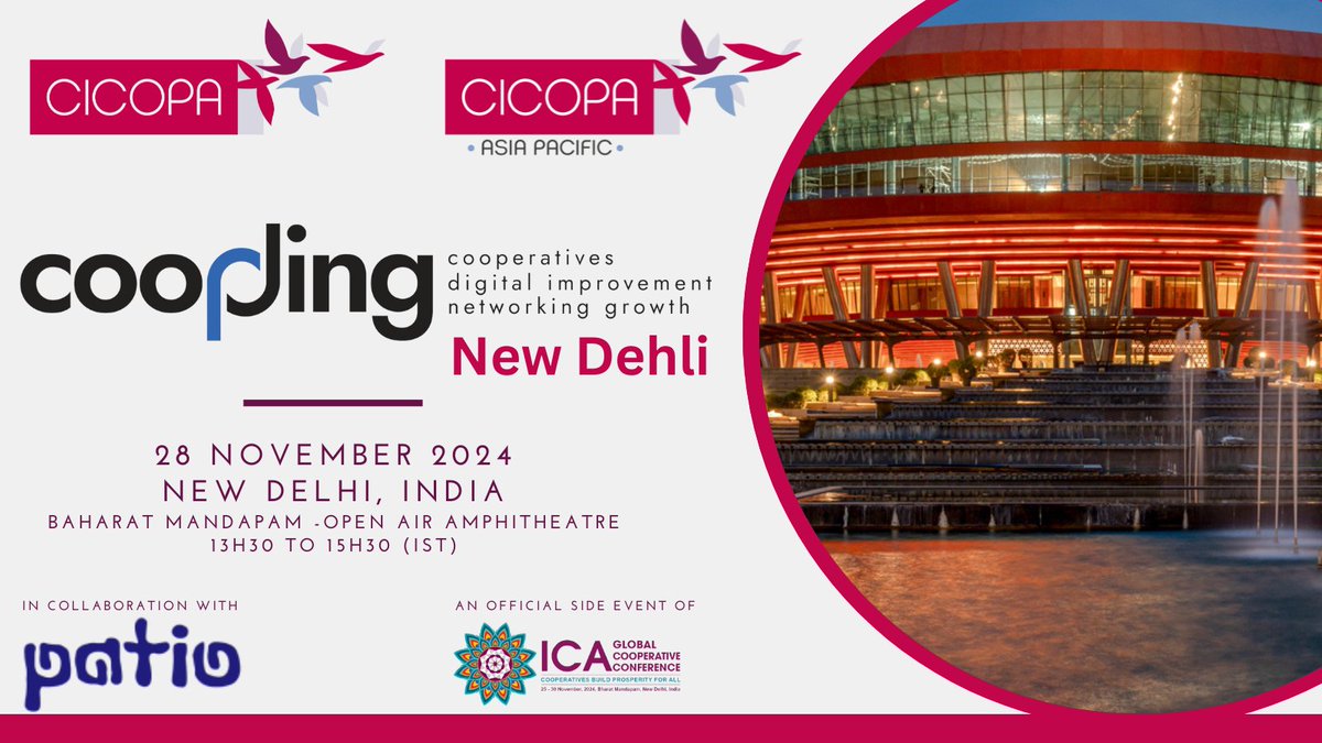 📢Will you be in New Delhi on the 28/11? Are you a digital/tech coop or just interested in seeing them thrive?
Join our network of coop innovators at the 2nd edition of Cooding in New Delhi - an official side event of the ICA Global Cooperative Conference
cicopa.coop/news/join-us-a…