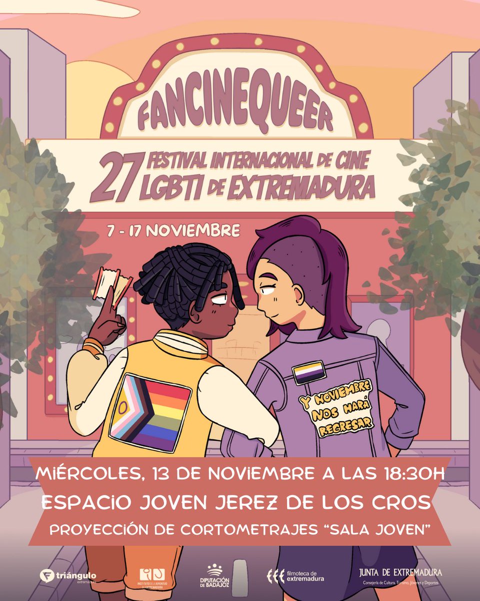 ECJJerez's tweet photo. @ECJJerez otro año más colaborando en #27FCQ de @TrianguloExt proyección de cortometrajes en #salajoven, 13 de noviembre, 18:30h. No te lo puedes perder!! @AytoJerezCros @IJExtremadura @cultura_EXT https://t.co/AkQMgEEa7H