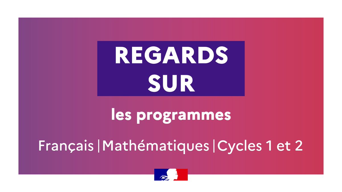 📍La nouvelle série « Regards sur les programmes » présente les nouveaux programmes qui entreront en application aux cycles 1 et 2 à la rentrée 2025.

Consulter les vidéos des épisodes : 
- pour le cycle 1️⃣ eduscol.education.fr/83/j-enseigne-…
- pour le cycle 2️⃣ eduscol.education.fr/84/j-enseigne-…