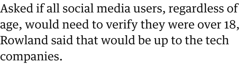 oneofthedamons's tweet photo. @Jeff_Sparrow No answers, just blind faith in age-verification technology that  has never been implemented and apparently will be controlled by the very entities responsible for the harms. Pathetic. https://t.co/c0riHMm5Yy