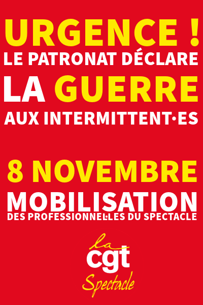 LE PATRONAT DÉCLARE LA GUERRE AUX INTERMITTENTS! lc.cx/PatronatDeclar…
Négo assurance chômage : les organisations patronales ont fait parvenir aux confédérations syndicales "une véritable déclaration de guerre à l’ensemble des intermittents"
MOBILISATION MASSIVE LE 8 NOVEMBRE !