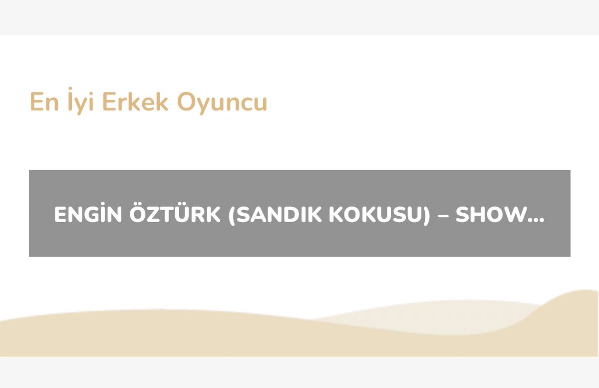 🚨Aşağıdaki linke tıklayarak şu kategorilere oy verebilirsiniz: 
En İyi Erkek Oyuncu: #EnginÖztürk 
En İyi Kadın Oyuncu: #ÖzgeÖzpirinçci
En İyi Dizi: #SandıkKokusu
En İyi Çocuk Oyuncu: Sarp Kaan/Mina Akdin

pantenealtinkelebekodulleri.com/oy-ver